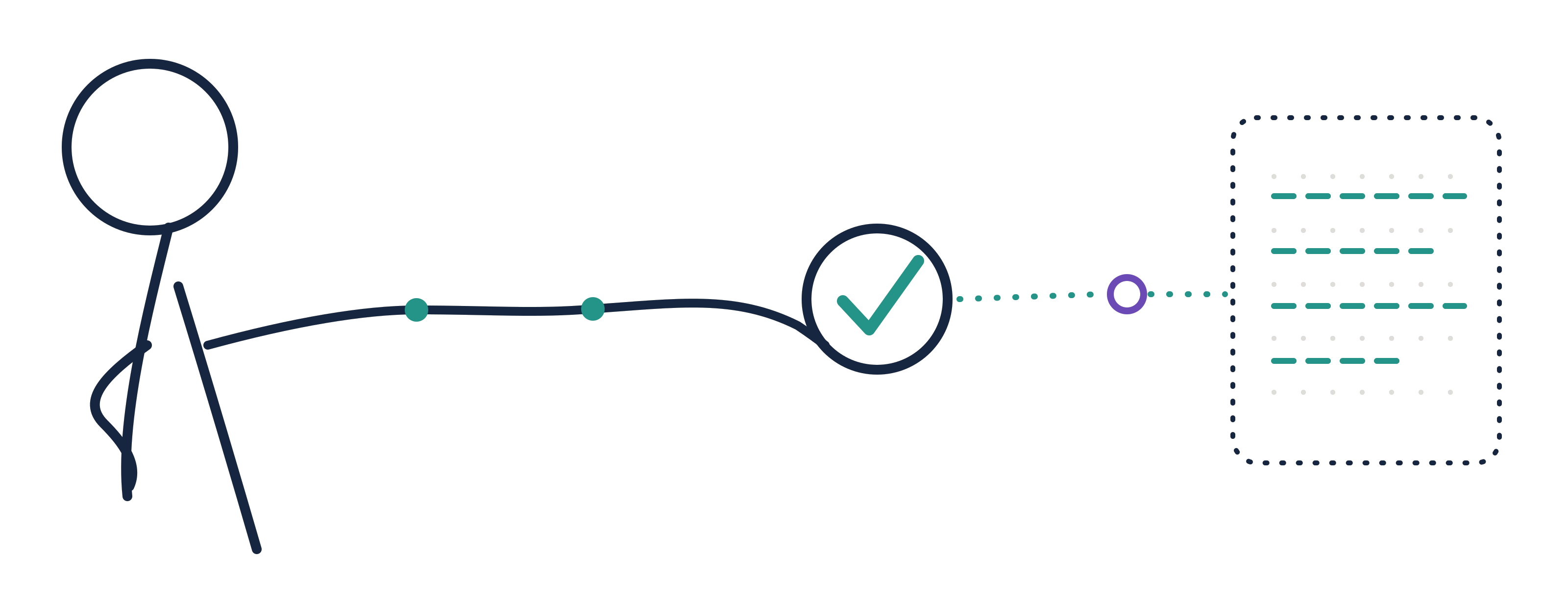 Le Fil de Lernea numéro 3 : une silhouette relie sa validation, marquée d'une coche, à un document, illustration de la preuve humaine face au signal automatique.